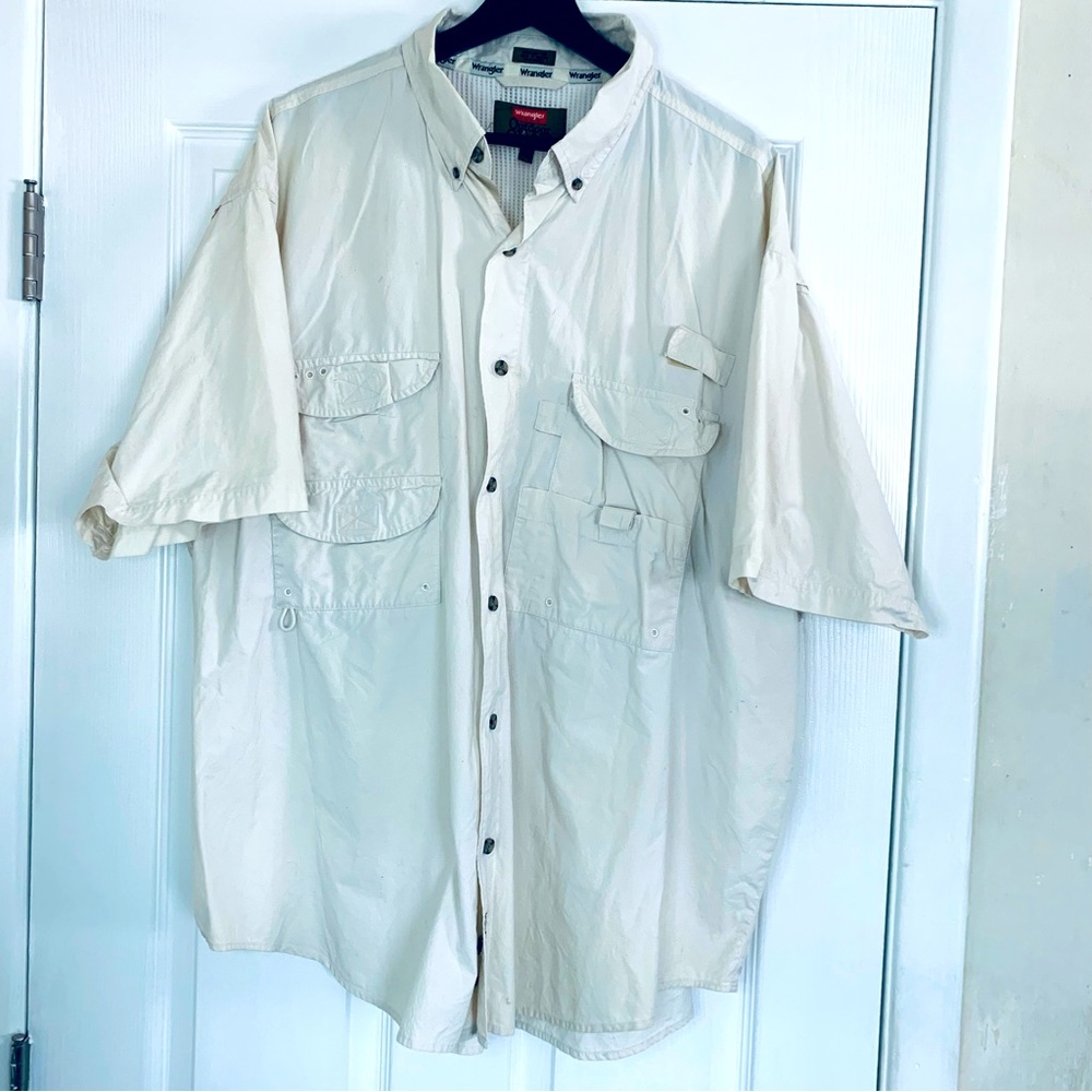 Wrangler 100% Cotton Short Sleeve Button-Down Fishing/Boating/Hunting Shirt XXL